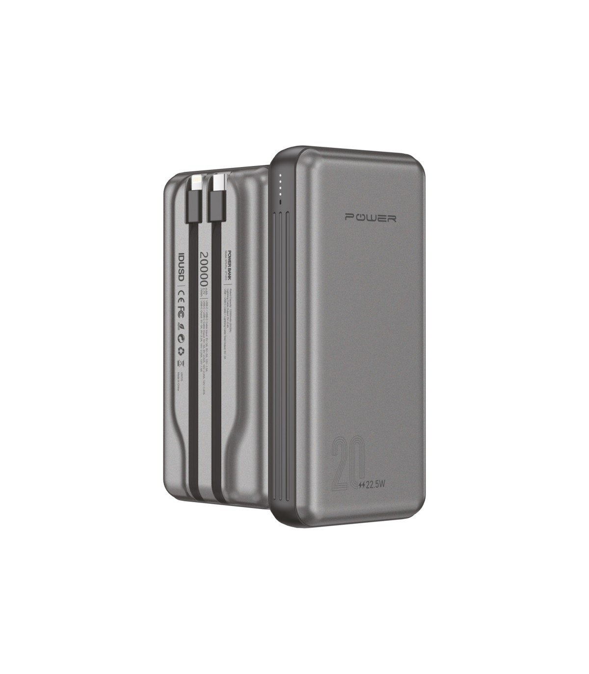 Super Fast 22.5W Charging • Dual Built-in Cables • Digital Battery Display